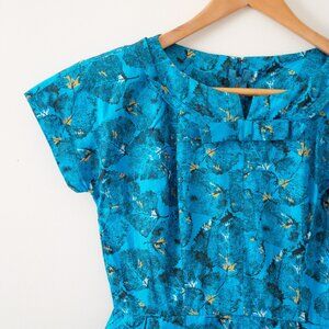 Vintage 60s Cerulean Blue Dress, Size S